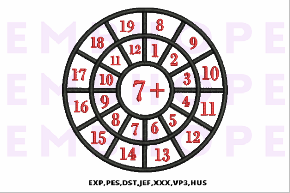 Addition Wheel 7 Embroidery Design