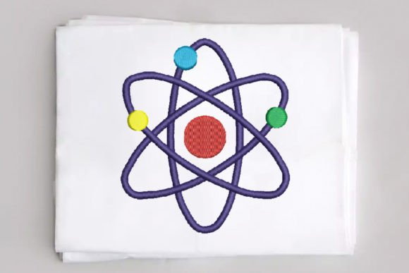 Atom: A Clean, Science-Forward Embroidery Design